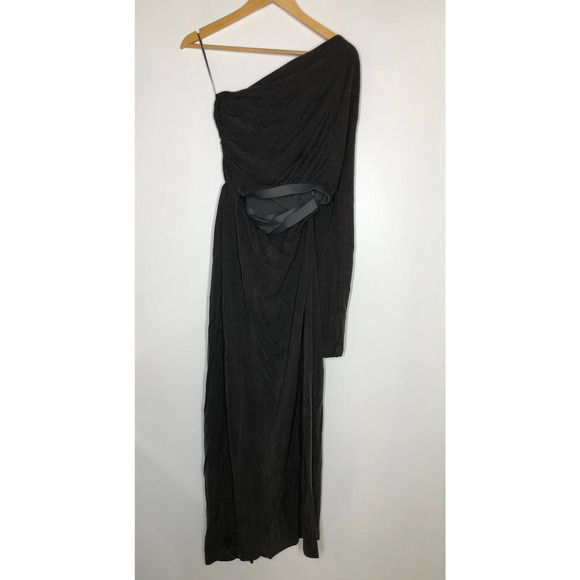 Something Navy One Shoulder Gown Cutout Maxi Black L - Picture 10 of 15